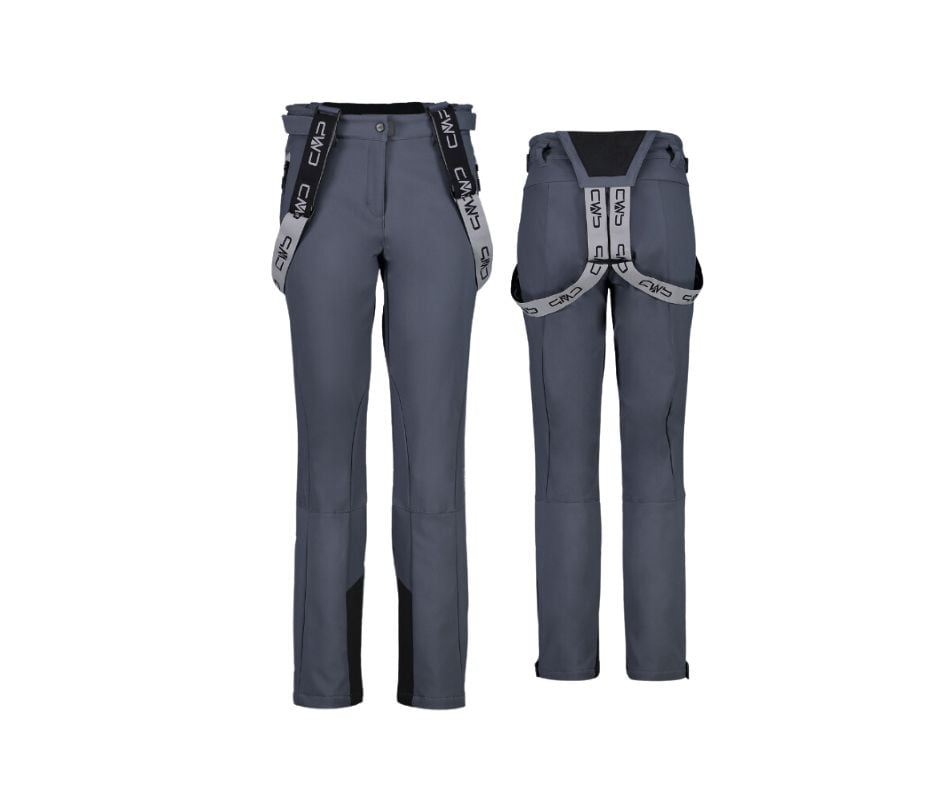CMP 3w03106 Pantaloni Donna Softshell – ClimaProtect, Impermeabili E Traspiranti, Con Bretelle, Per Neve E Montagna